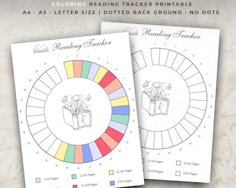 Registro de lectura para colorear imprimible: Página de registro del reto de lectura (Descarga digital)