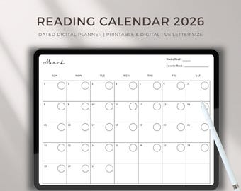 Calendario de lectura 2026: Registro mensual de libros (Descarga digital)