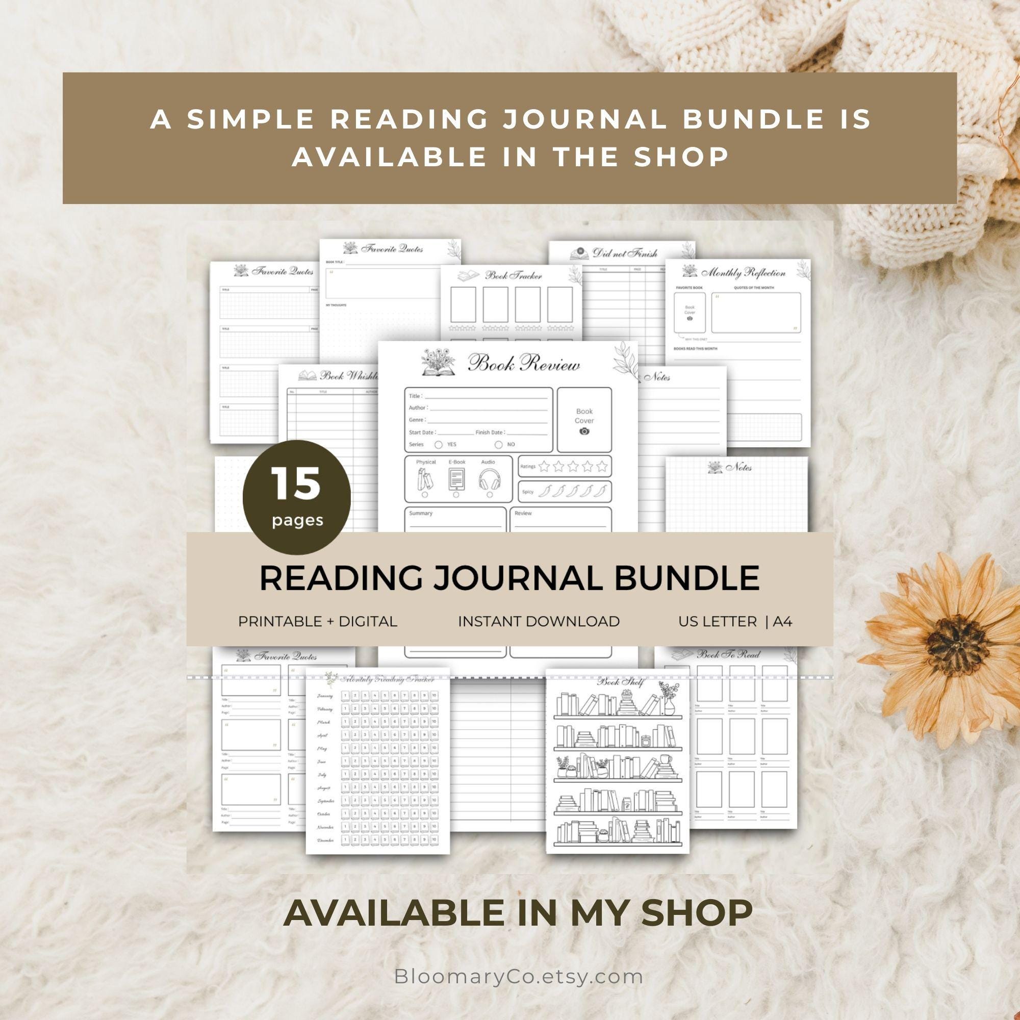 Book Review Template Printable & Digital Reading Journal Book Tracker ...