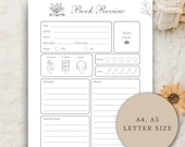 Book Review Template Printable & Digital Reading Journal Book Tracker for iPad and GoodNotes