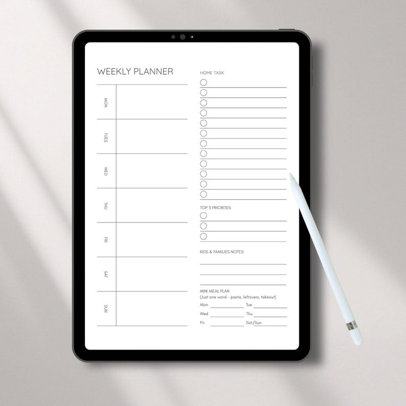 Busy Mom Weekly Planner Printable Undated Minimalist Weekly Schedule ...