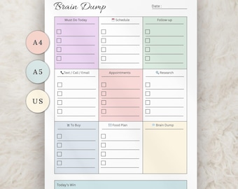 ADHD Brain Dump Printable: One-Page Planner (Digital Download)
