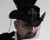 black leather raven pirate tricorn hat