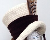 Cream & brown Victorian Steampunk mad hatter hat
