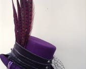 Steampunk Victorian purple & grey wedding hat
