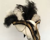 Steampunk pirate ivory,black and gold wedding tricorn hat
