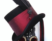 Victorian Gothic raven top hat black and red burgundy