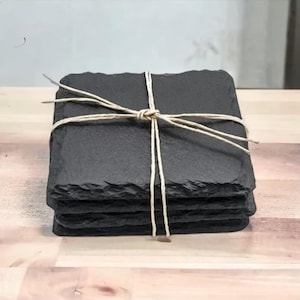Posavasos de pizarra negra en blanco / Grabables con láser, suministros para manualidades en piedra natural