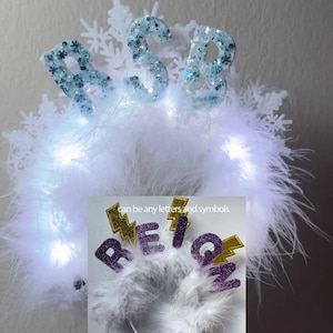 Customizable LED Headband • Light-Up Winter Holiday Crown - can be any letters and symbols