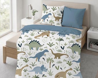 Kinderbettwäshe DinoSaurier 100%Baumwolle  Renforcé  My Dreams Dino Bettbezug Bettwäsche Reißverschluss OEKOTEX