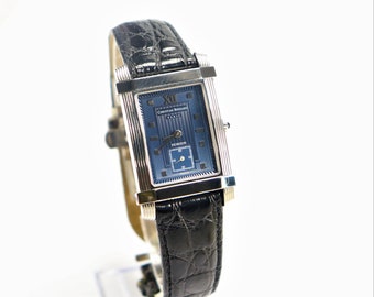 Christian Bernard Blue Dial Stainless Steel and Leather Unisex Watch 1990's Vintage New with Tag