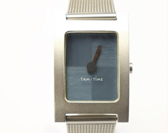 Tam Time Watch 1990's (Blue Checkered Dial) Vintage Brand New Old Stock