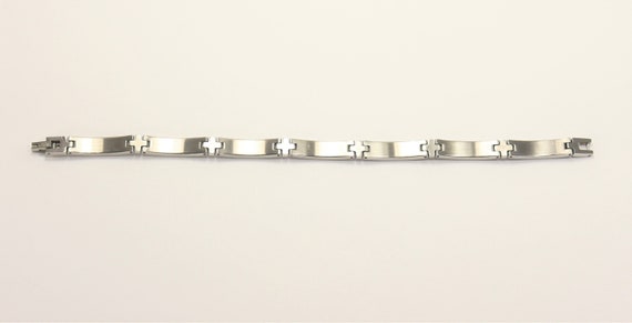 Stainless Steel Cross Shaped Link Bracelet with B… - image 4