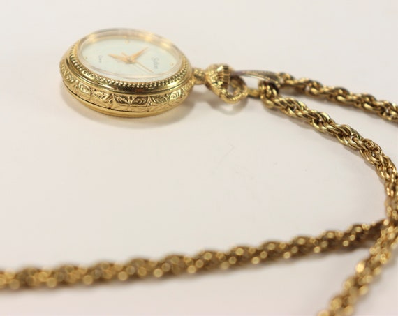 Sutton Ladies Gold Plated Necklace Watch with Ena… - image 10
