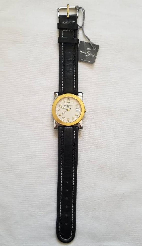 Michel Herbelin Unisex Watch Two Tone Black Leathe