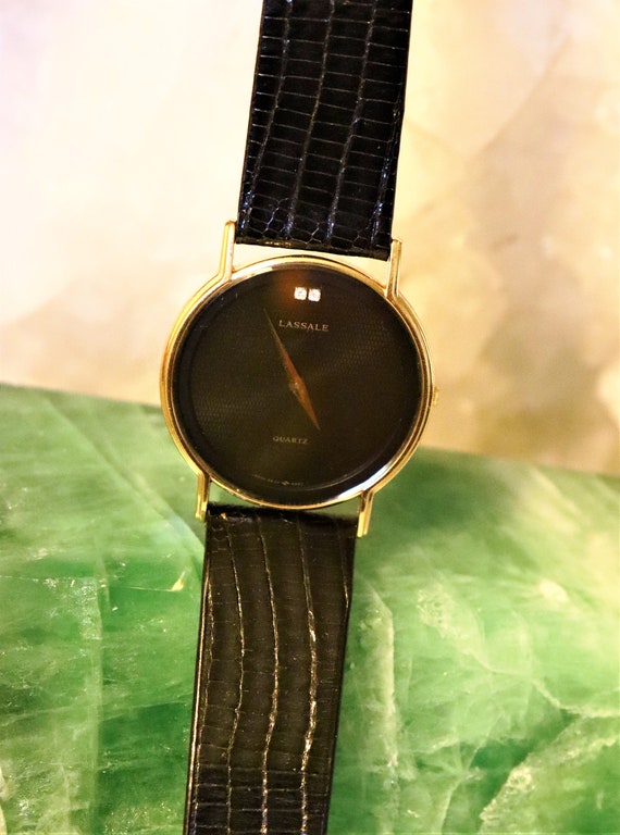 LASSALE Seiko Brand Watch Black Leather / Diamond Uni… Gem