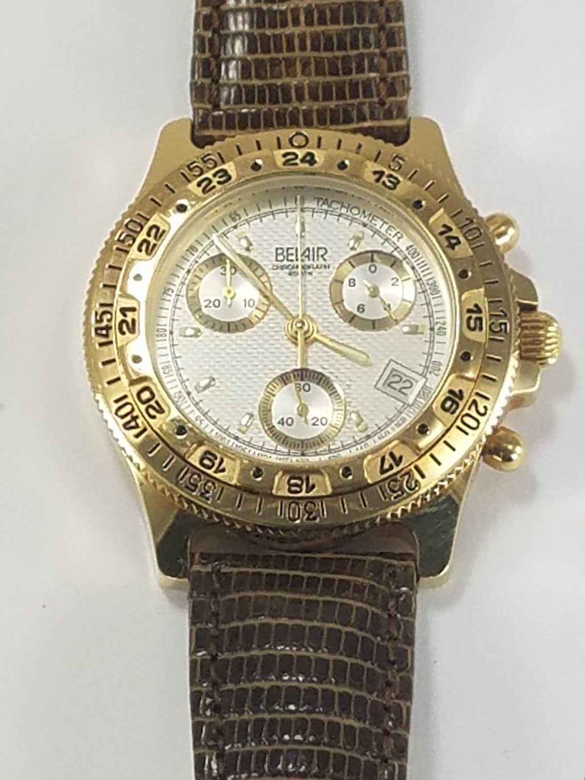 BELAIR Men's Swiss Quartz Movement Chronograph Watch Gold Etsy