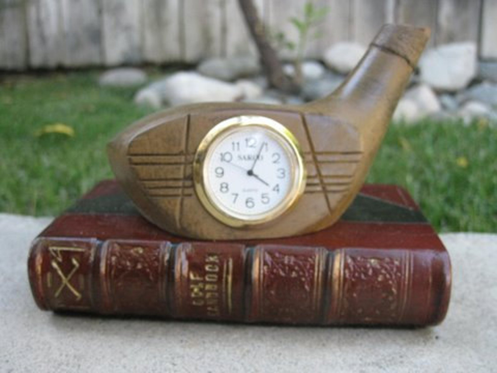 Golf Club desk clock with pen holder color black/red Etsy