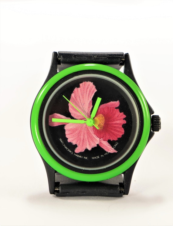 Pink Hibiscus Flower Watch made by Watchworks Haw… - image 1