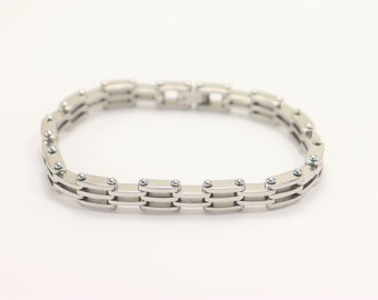 Stainless Steel Link Style Bracelet Cuff Adjustable Unisex New