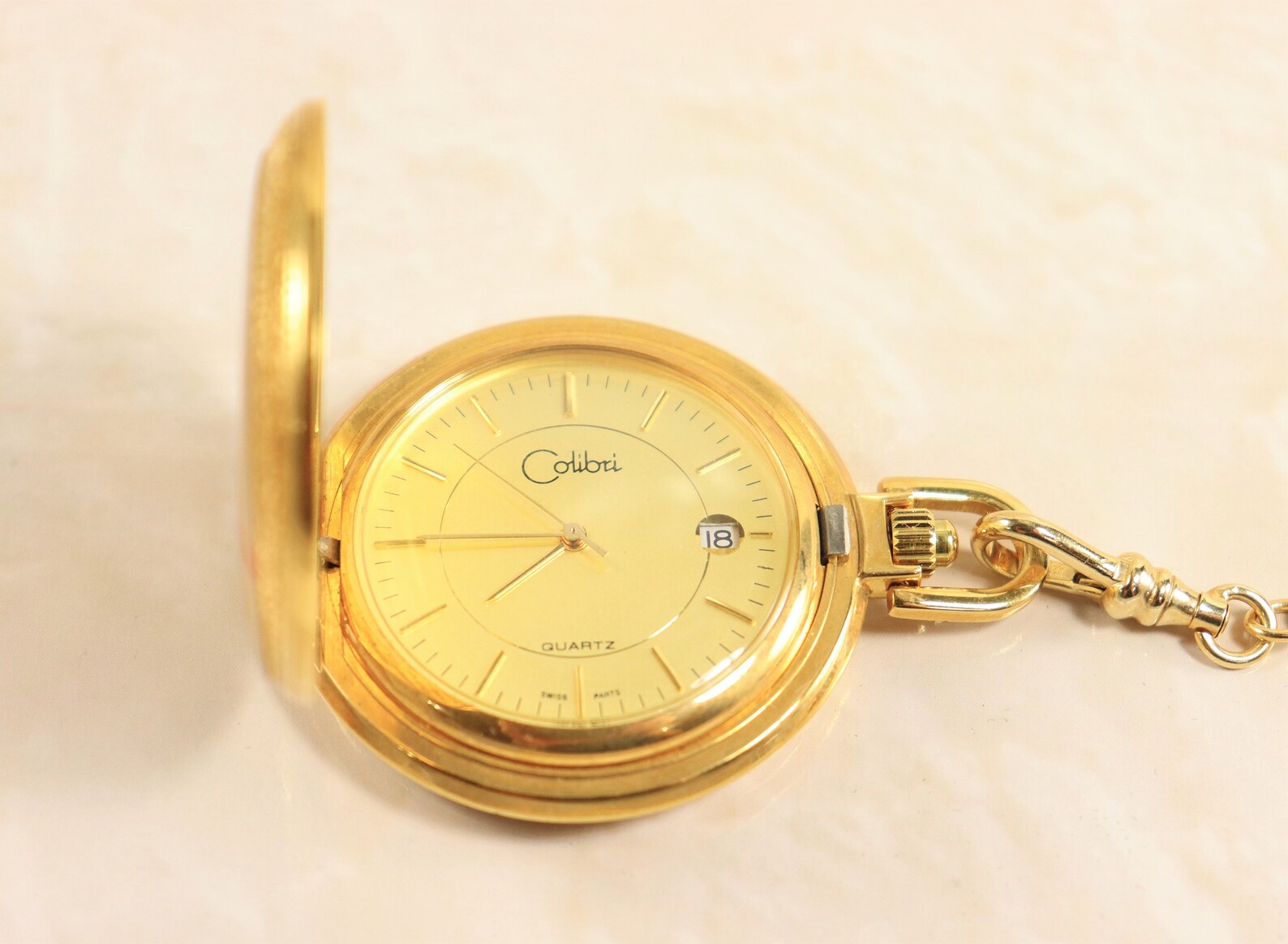 Colibri Gold Plated Pocket Watch with Chain and Pocket Knife Etsy