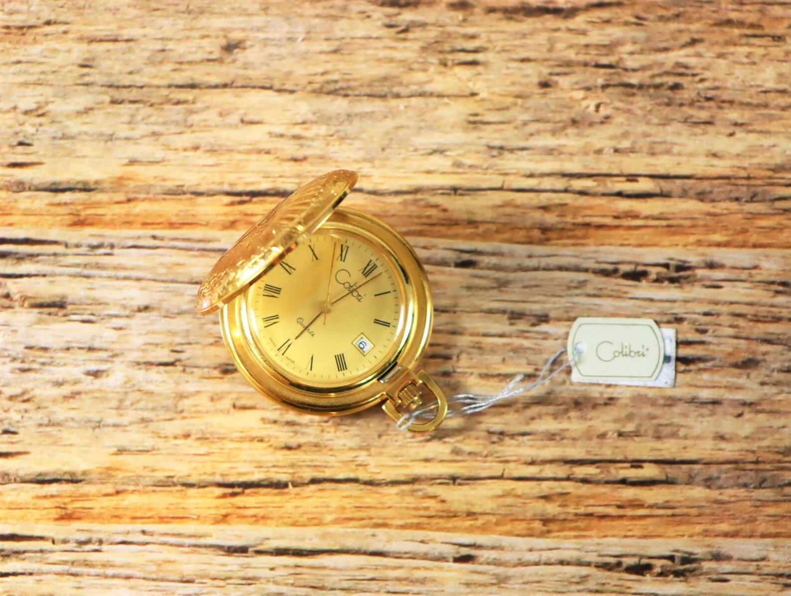 Colibri Gold Plated Pocket Watch With Date Swiss Made Etsy