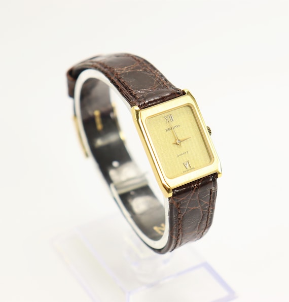 ZENITH Ladies Quartz Watch Leather Gold Plated Vi… - image 1