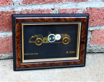 H. Lehner Horological Collage Art Made from Watch Parts 1936 BMW 328