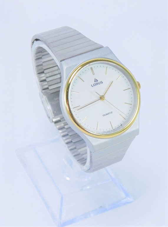 Lorus Watch Stainless Steel Gold Plated 1990's Br… - image 3
