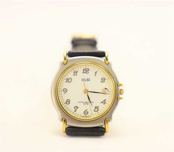 BELAIR Unisex Swiss Quartz Movement Brushed Stainless Steel Gold Plated Watch Vintage NEW Etsy UK