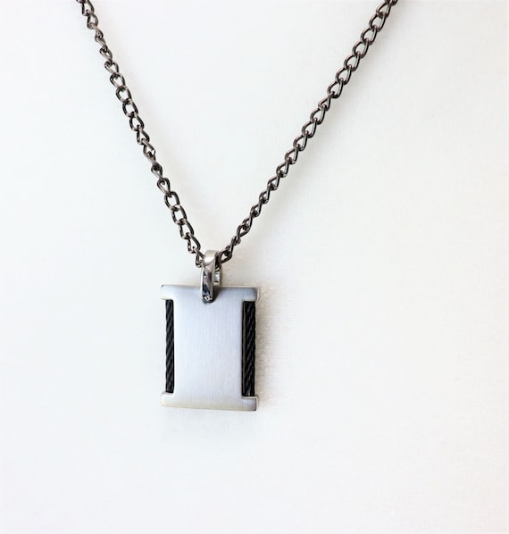 Stainless Steel Pendant with Ion Plated Cable & S… - image 1