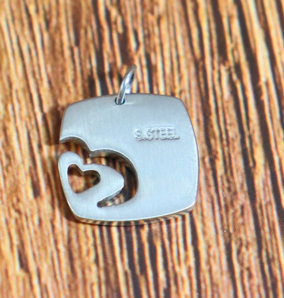 Stainless Steel Square Heart Pendant with Stainle… - image 4