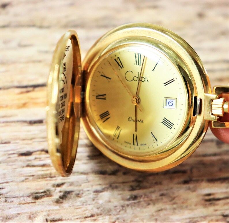 Colibri Gold Plated Pocket Watch with Date Swiss Made Etsy