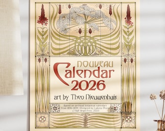 2026-2027 Art Nouveau Wall Calendar | Restored Theo Nieuwenhuis Botanical Designs