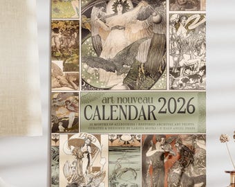 Calendrier Magique: December - Occult Art Nouveau Calender Page - Etsy display picture 1