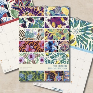 May include: A 2027 wall calendar featuring the artwork of Emile-Allain Séguy. The cover displays a grid of colorful, intricate botanical and abstract patterns in shades of purple, yellow, blue, and green. The text reads 2027 CALENDAR EMILE-ALLAIN SÉGUY.