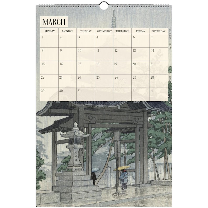 2026 Japanese Art Calendar, Shin-hanga Prints by Kawase Hasui image 5