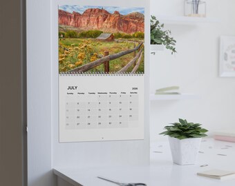 Calendrier mural 2026 des parcs nationaux, calendrier de photographie de nature des États-Unis, décoration murale de paysage pittoresque, cadeaux pour les voyageurs et les amateurs de plein air