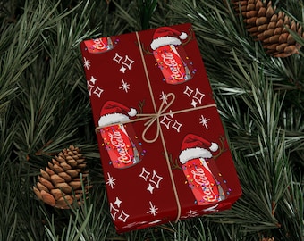 Papier cadeau de Noël Coca-Cola, emballage de bois de renne et bonnet de Noel, cadeaux pour elle, lui et les enfants, papier cadeau de Noël scintillant drôle