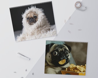 Calendrier mural carlin 2026, calendrier chien carlin mignon et drôle, calendrier mural mensuel pour les amoureux des chiens, cadeau pour les amateurs d'animaux de compagnie, calendrier mural mignon