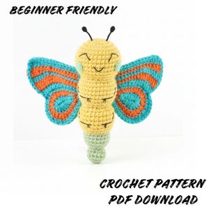 Cute Butterfly Amigurumi Crochet Pattern | Soft Plush Toy | Beginner Friendly | PDF