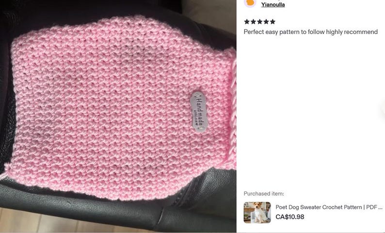 Poet Dog Sweater Crochet Pattern | PDF Digital Download | Easy Crochet for Small to Large Dogs image 5