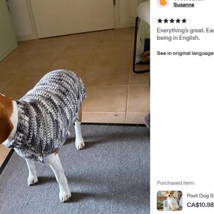 Poet Dog Sweater Crochet Pattern | PDF Digital Download | Easy Crochet for Small to Large Dogs image 2