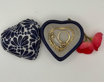 Heart Shaped Talavera Pottery Trinket Box | Handmade Mexican Decor