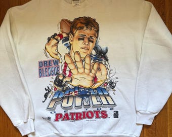VTG 90s Tultex Drew Bledsoe Patriots Sweatshirt White Large NFL Graphic
