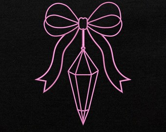 Pink Crystal Bow Embroidery Design, Mini Bow Design, Girl Embroidery, Machine Embroidery Design, 17 Sizes, Instant Download