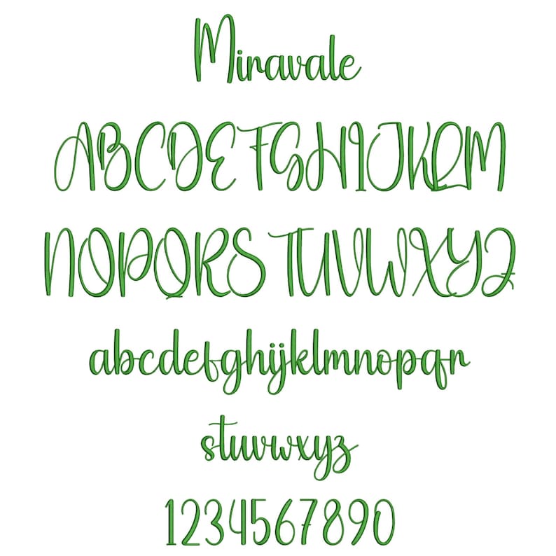 10 Modern Cursive Machine Embroidery Font, Monogram Script Alphabet, Satin Stitch, PES DST, Small Signature Font, 6 Sizes, Instant Download