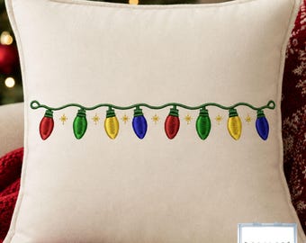 Christmas Lights Embroidery Design, Merry Christmas Embroidery Design, Christmas Border Embroidery, 17 sizes, Instant Download