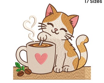 Cat Machine Embroidery Design, Cat Embroidery File, Pet Embroidery Pattern, Machine Embroidery Design, 17 Sizes, Instant Download