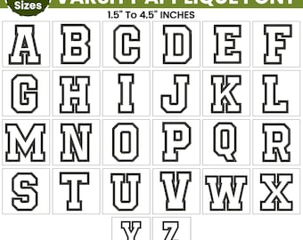 Applique Font Embroidery, Applique Alphabet Letters A-Z, Machine Embroidery Design, Embroidery Alphabet PES Font, 7 sizes, Instant Download